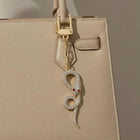 Gold Dipped CZ Pave Snake Keychain Bag Charm, Edgy Statement Accessory
