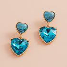 Epoxy Heart Glass Stone Dangle Earrings, Marbled Detail, Romantic Statement Jewelry