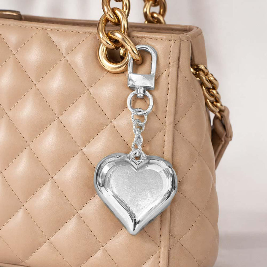 Gold Dipped Puffy Heart Keychain Bag Charm, Trendy Statement Accessory