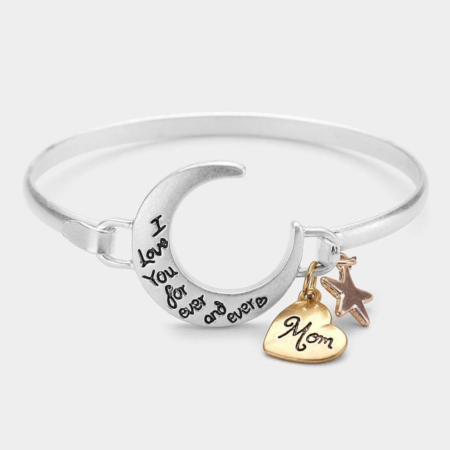 Crescent Moon Hook Bracelet, "I Love You Forever" Sentiment, Minimalist Love Jewelry
