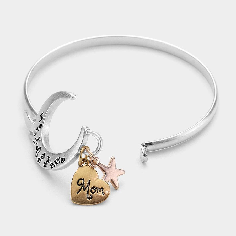 Crescent Moon Hook Bracelet, "I Love You Forever" Sentiment, Minimalist Love Jewelry