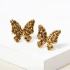 Rhinestone Paved Butterfly Stud Earrings, Crystal Pave Butterfly Earring, Dainty Nature Inspired Studs