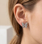 Rhinestone Paved Butterfly Stud Earrings, Crystal Pave Butterfly Earring, Dainty Nature Inspired Studs