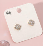 Stainless Steel CZ Pave Diamond Stud Earrings, Everyday Sparkle, Minimalist Classic Studs
