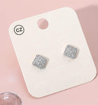 Stainless Steel CZ Pave Diamond Stud Earrings, Everyday Sparkle, Minimalist Classic Studs