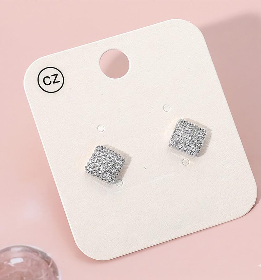 Stainless Steel CZ Pave Diamond Stud Earrings, Everyday Sparkle, Minimalist Classic Studs