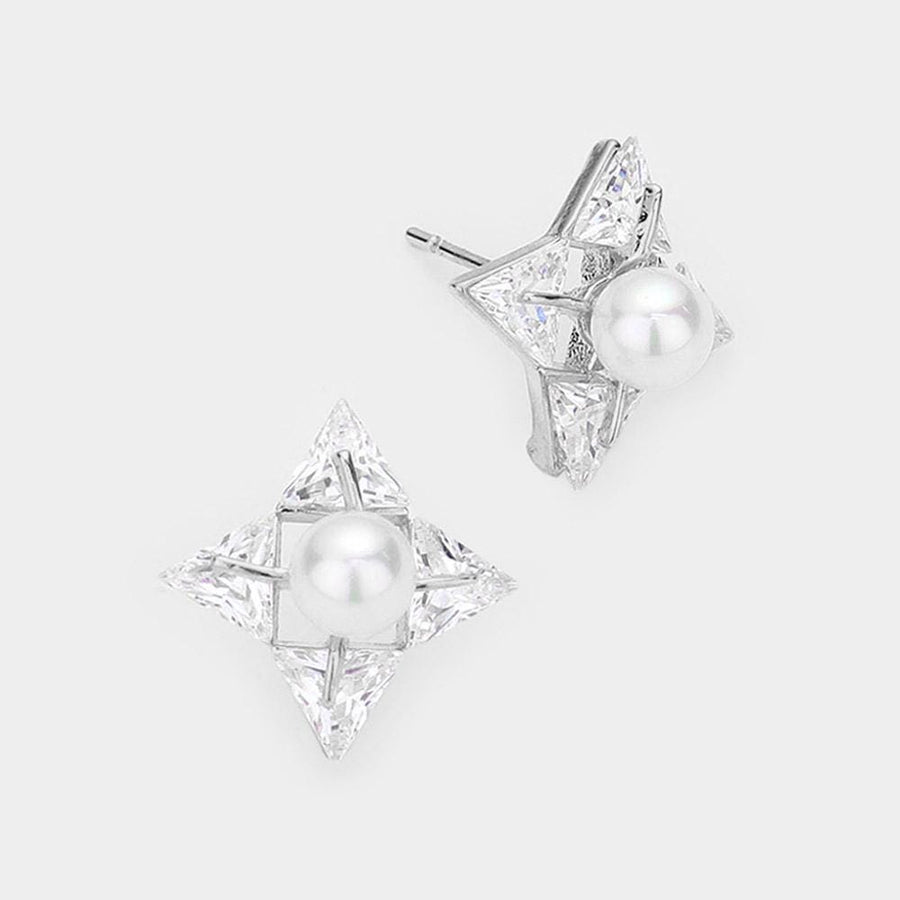 Star CZ Pave Diamond Stud Earrings, Hypoallergenic Stainless Steel, Everyday Minimalist Jewelry
