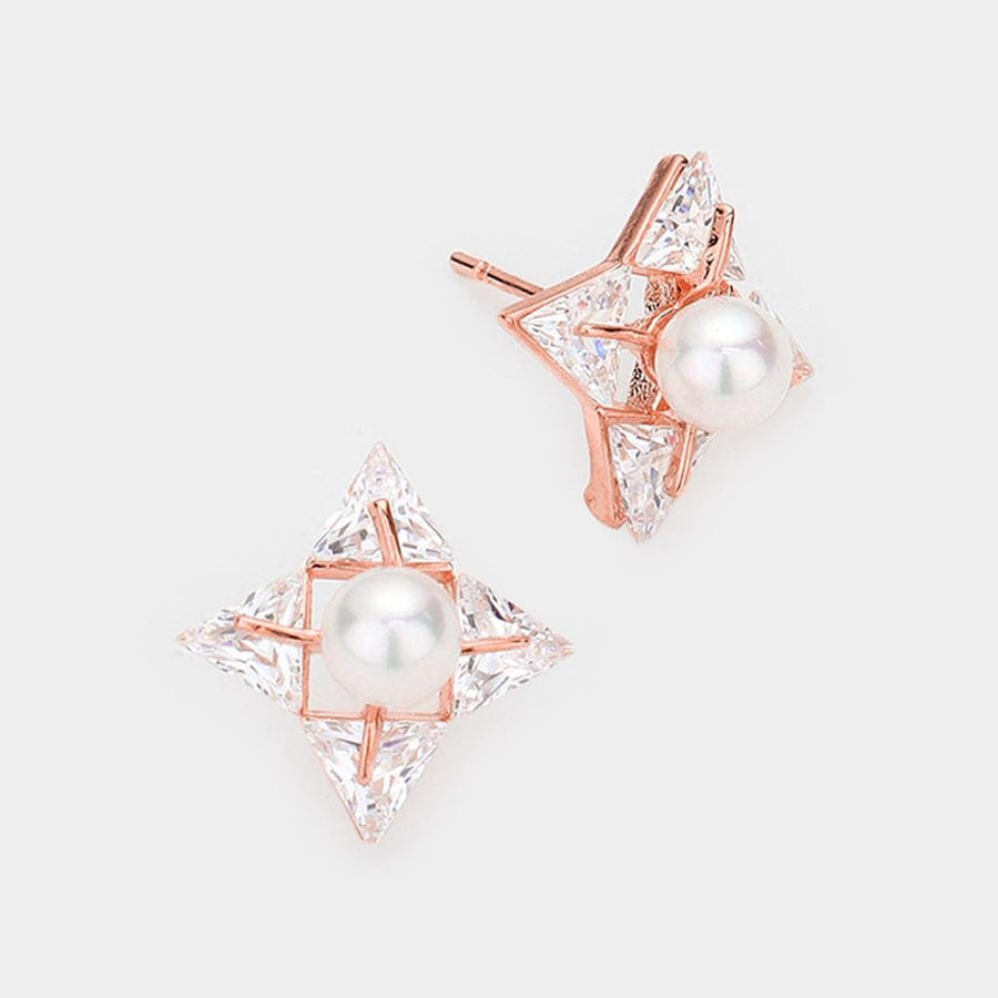 Star CZ Pave Diamond Stud Earrings, Hypoallergenic Stainless Steel, Everyday Minimalist Jewelry