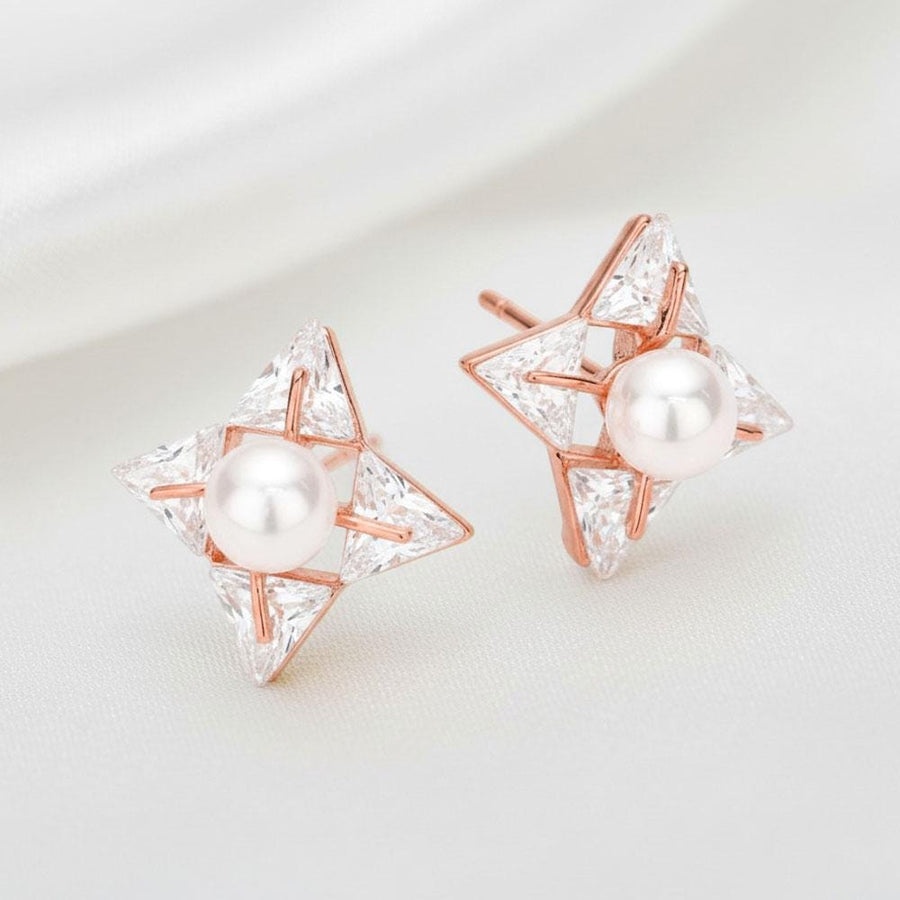 Star CZ Pave Diamond Stud Earrings, Hypoallergenic Stainless Steel, Everyday Minimalist Jewelry