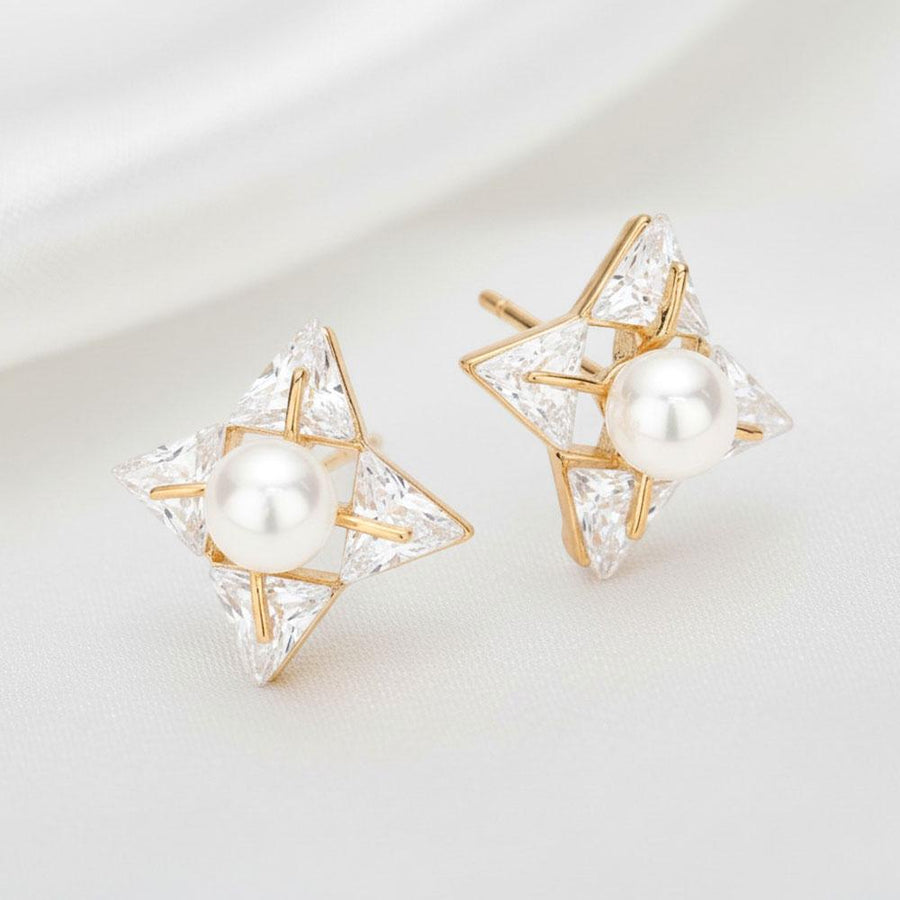 Star CZ Pave Diamond Stud Earrings, Hypoallergenic Stainless Steel, Everyday Minimalist Jewelry