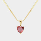 18K Gold Dipped CZ Heart Pendant Necklace | Minimalist Dainty Heart Chain
