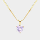 18K Gold Dipped CZ Heart Pendant Necklace | Minimalist Dainty Heart Chain