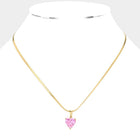 18K Gold Dipped CZ Heart Pendant Necklace | Minimalist Dainty Heart Chain