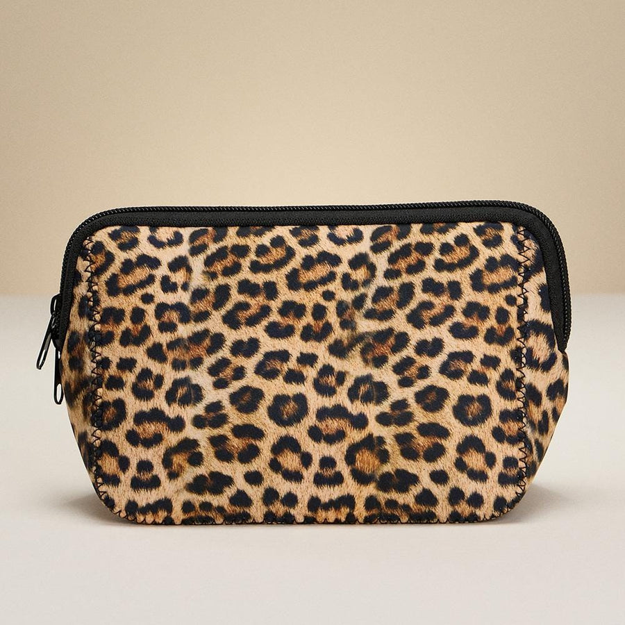 Leopard Print Cosmetic Pouch, Animal Print Travel Makeup Bag, Toiletry Organizer