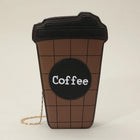 Faux Leather Coffee Cup Crossbody Bag, Novelty Mini Handbag, Barista Style Shoulder Bag