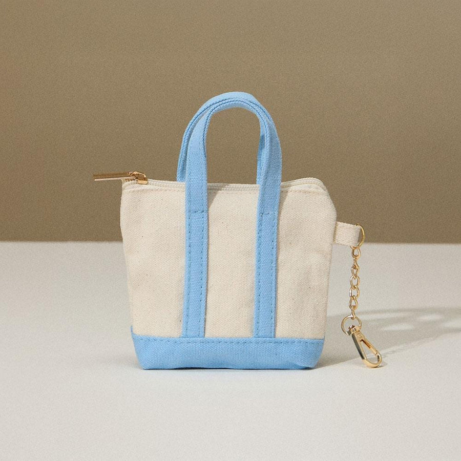 Mini Canvas Pouch Bag Charm, Zipper Coin Keychain, Small Travel Organizer Accessory