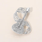 Gold Dipped Guitar Music Note Brooch, Sparkling Rhinestone Lapel Pin, Musician Accessory
