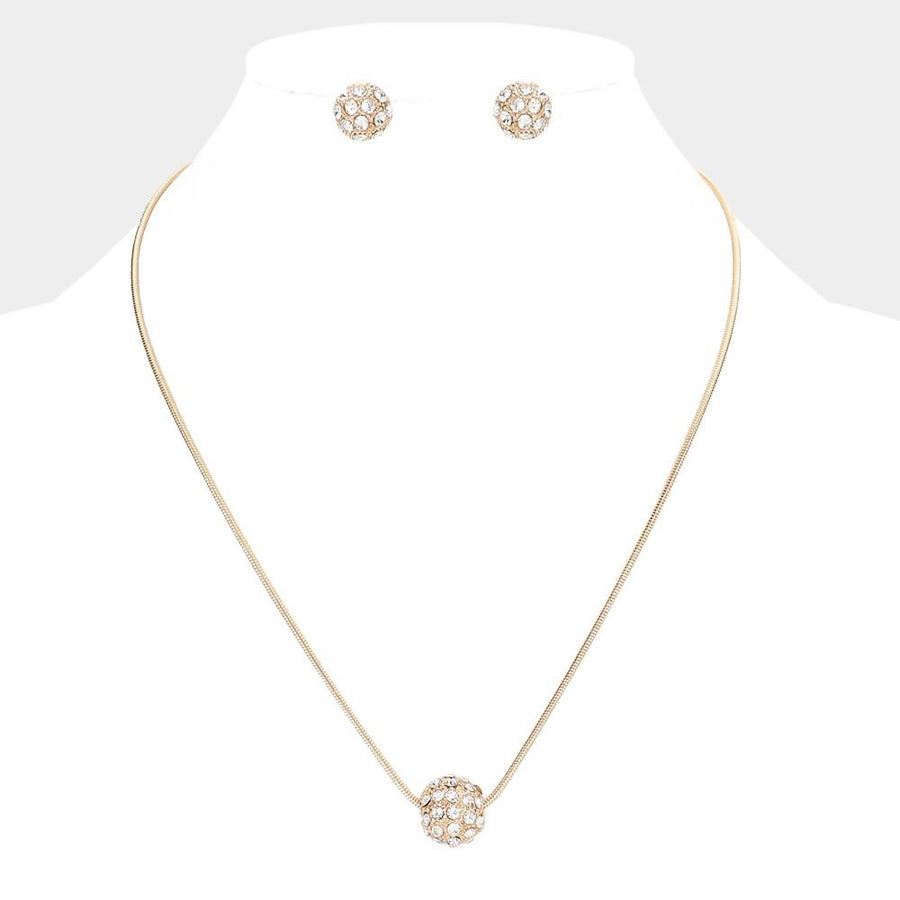 Rhinestone Ball Pendant Necklace | Crystal Statement Glam Party & Evening Necklace Jewelry for Women
