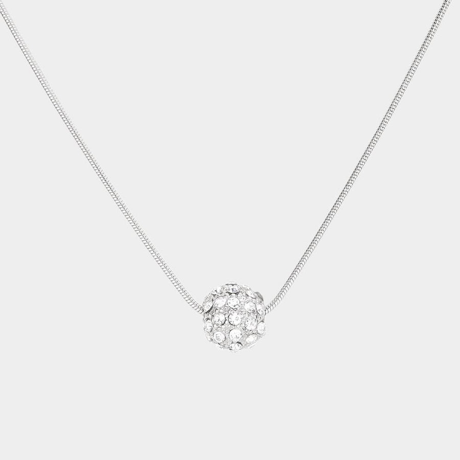 Rhinestone Ball Pendant Necklace | Crystal Statement Glam Party & Evening Necklace Jewelry for Women