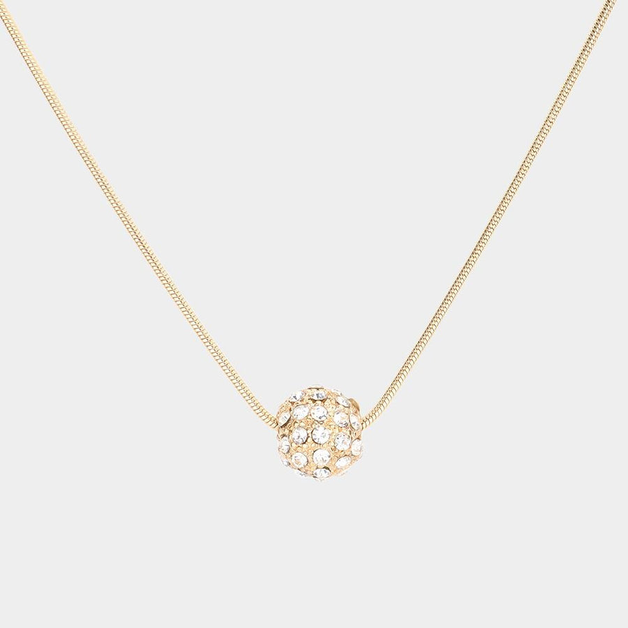 Rhinestone Ball Pendant Necklace | Crystal Statement Glam Party & Evening Necklace Jewelry for Women