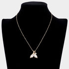 Patterned Whale Tail Pearl Pendant Necklace, Ocean Lover Coastal Jewelry