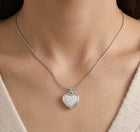 18K Gold Dipped Mother of Pearl Heart Necklace, Dainty Stainless Steel Pendant