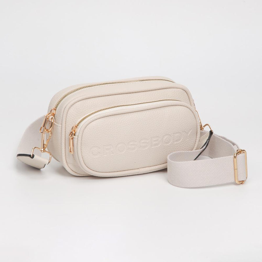 Faux Pebbled Leather Structured Crossbody Bag, Minimalist Everyday Shoulder Purse