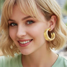 Textured Wide Hoop Earrings, Chunky Statement Hoops, Modern Everyday Jewelry