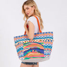 Boho Fruit Print Fringe Tote Bag | Bohemian Beach Handbag | Vacation Shoulder bag