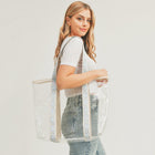 Transparent Hat Carrying Tote Bag | Aztec Strap Beach Travel Bag | Resort & Vacation Handbag