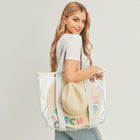 Transparent Hat Carrying Tote Bag | Aztec Strap Beach Travel Bag | Resort & Vacation Handbag