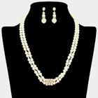 Layered Pearl Stone Necklace, Dainty Elegant Jewelry, Stackable Trendy Gift