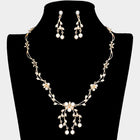 Floral Pearl Crystal Rhinestone Necklace, Vintage Style Bridal Wedding Jewelry