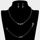3 PCS Crystal Detail Pearl Jewelry Set, Necklace Earrings Bracelet, Elegant Bridal Wedding Gift