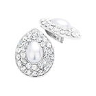 Teardrop Pearl Clip On Earrings, Pave Drop Bridal Wedding Jewelry