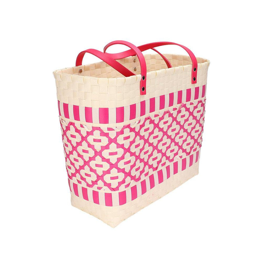 Quatrefoil Basket Weave Tote Bag | Chic Woven Shoulder Bag, Eco-Plastic Purse