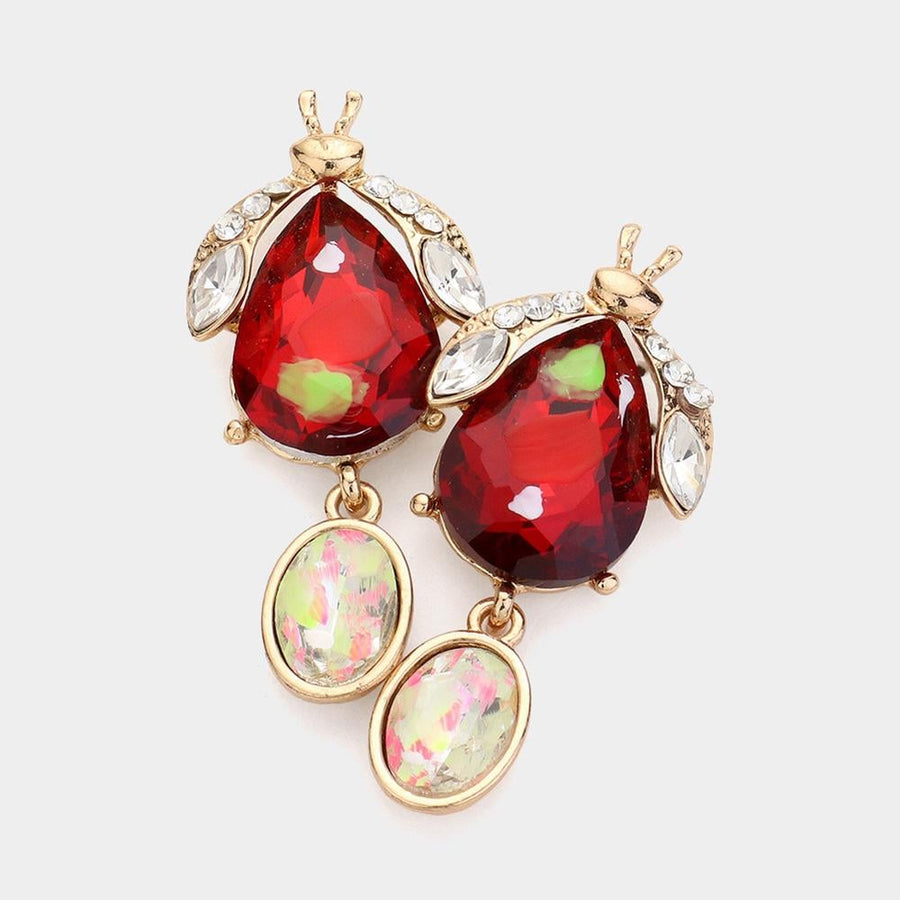 Teardrop Stone Cluster Dangle Earrings | Bug Oval Rhinestone Statement Jewelry