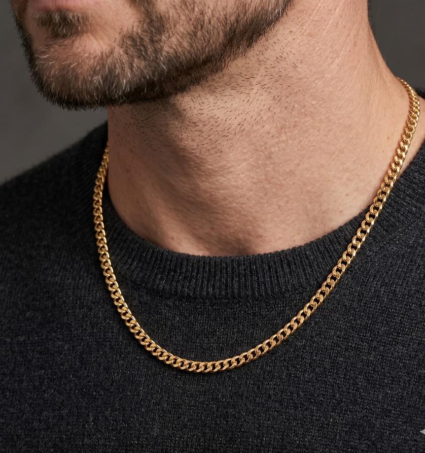 18K Gold Filled Curb Chain Necklace for Men and Women | Dainty Minimalist Chain