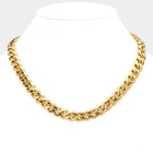 Gold Dipped Cuban Chain Necklace, 6mm Diamond Cut Stainless Steel Unisex Link Chain