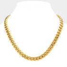 Gold Dipped Cuban Chain Necklace, 6mm Diamond Cut Stainless Steel Unisex Link Chain