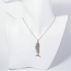 Crystal Pave Fishbone Pendant Necklace, Edgy Minimalist Charm Jewelry