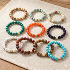Semi Precious Stone Beaded Bracelet, Natural Gemstone, Stackable Boho Jewelry, Minimalist Everyday