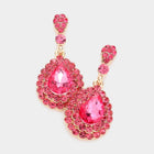 Crystal Teardrop Dangle Earrings | Glass Stone Bridal Statement Jewelry