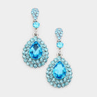 Crystal Teardrop Dangle Earrings | Glass Stone Bridal Statement Jewelry