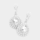 Crystal Teardrop Dangle Earrings | Glass Stone Bridal Statement Jewelry