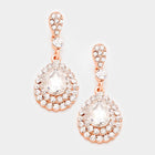 Crystal Teardrop Dangle Earrings | Glass Stone Bridal Statement Jewelry