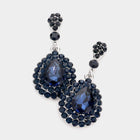 Crystal Teardrop Dangle Earrings | Glass Stone Bridal Statement Jewelry
