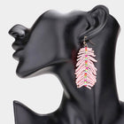 Seed Beaded Feather Dangle Earrings | Colorful Boho Statement Jewelry