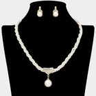 Pearl Drop Pendant Twisted Beaded Chain Necklace, Elegant Minimalist Jewelry, Layered Style Chain