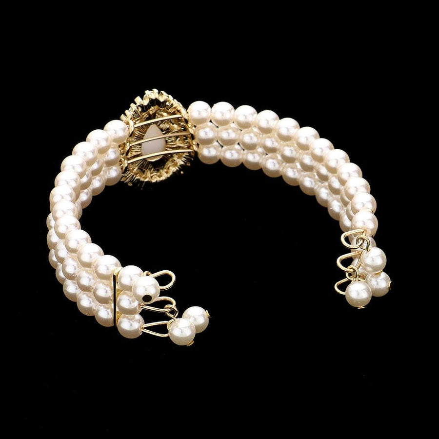 3-Piece Teardrop Pearl Choker Jewelry Set, Layered Necklace, Bridal Wedding Statement Choker